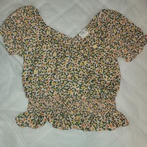 Sienna Sky Floral Puff Sleeve Top - Yellow and Green